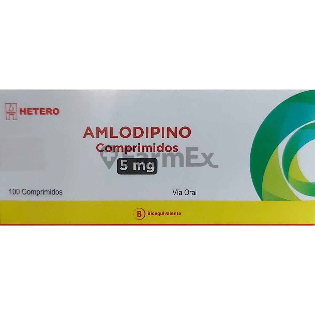 Amlodipino 5 mg x 100 comprimidos "Ley Cenabast" Farmex-BanMedica-Persistente